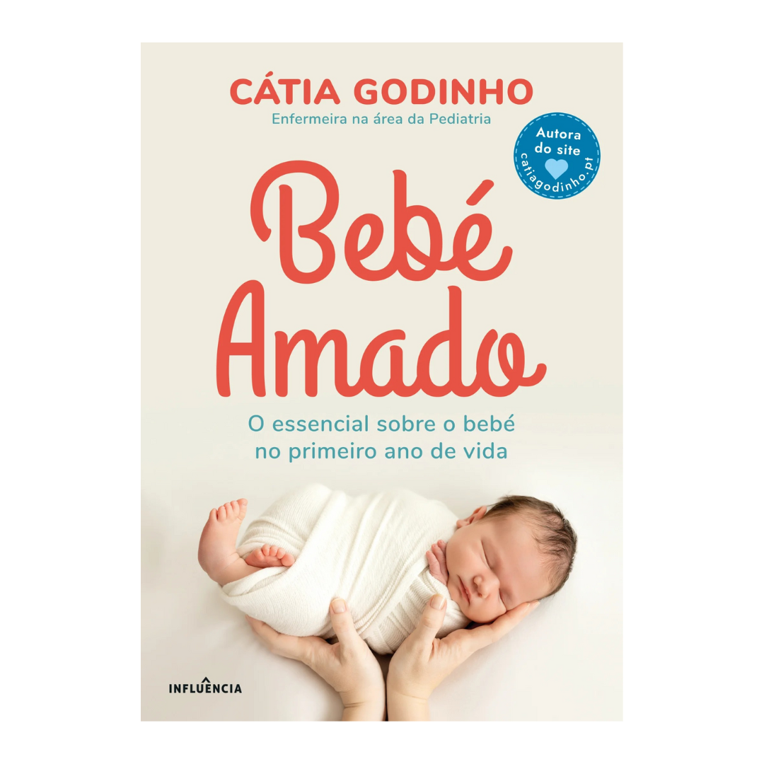 Capa do livro Bebé Amado com bebé adormecido e texto em vermelho e azul