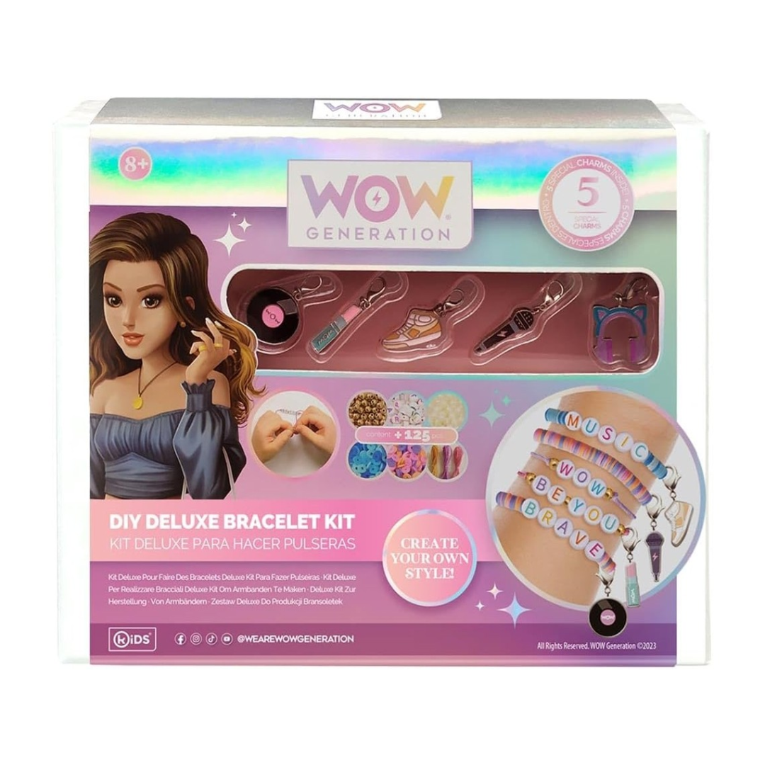 Kit DIY Deluxe Bracelet para fazer pulseiras com acessórios e letras coloridas na embalagem