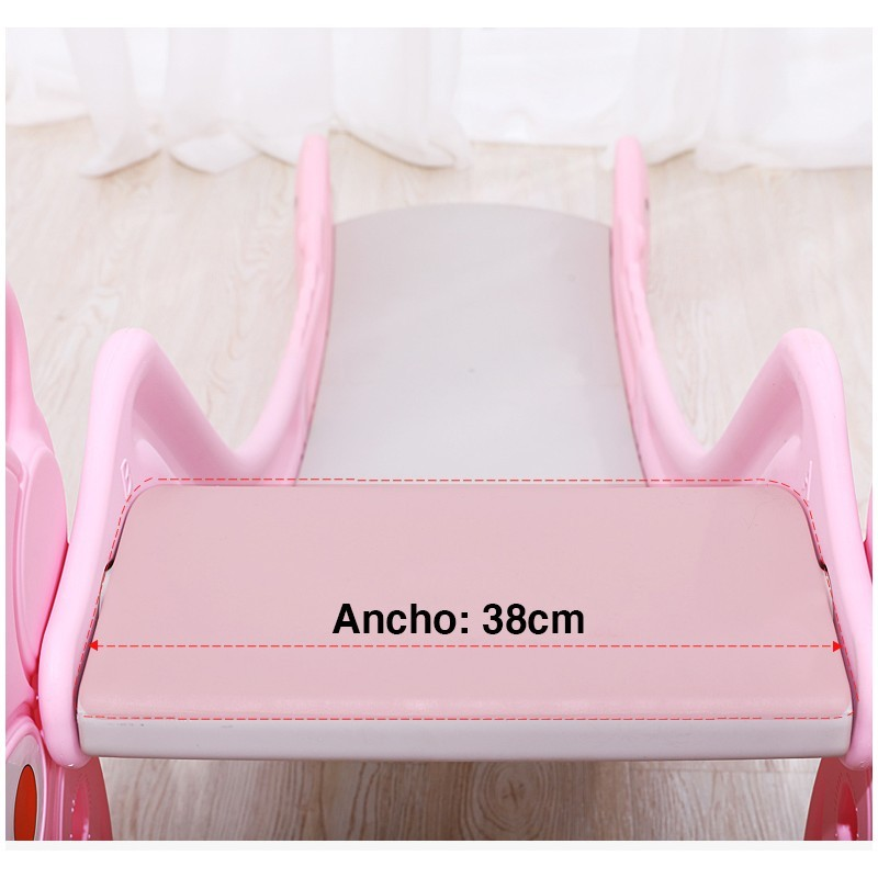 Escorrega infantil rosa com assento marcado Ancho: 38cm