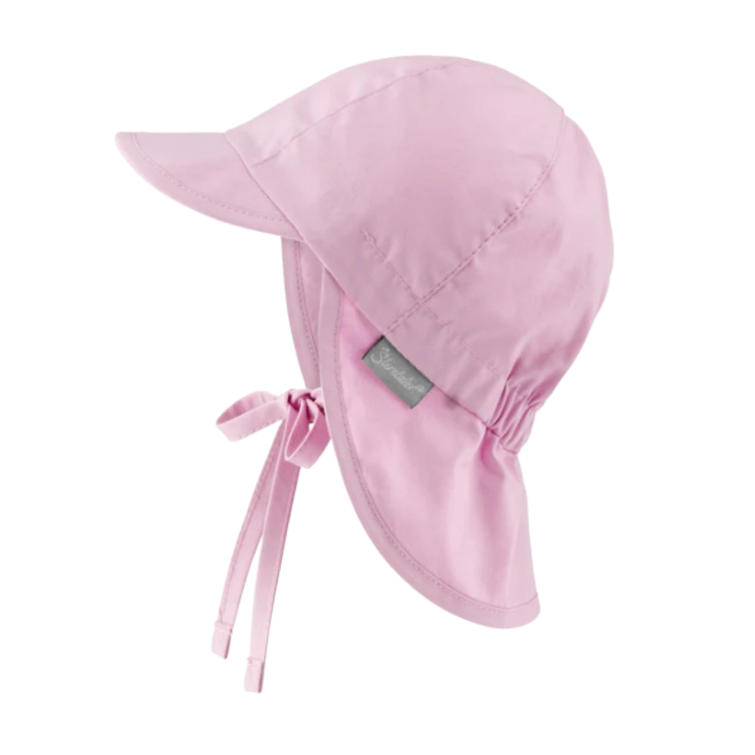 Chapéu rosa para bebé com pala e proteção no pescoço