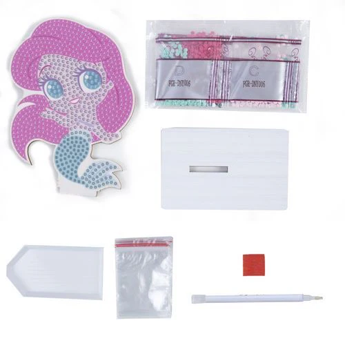 Kit mosaico diamantes sereia rosa lilás azul com ferramentas e diamantes