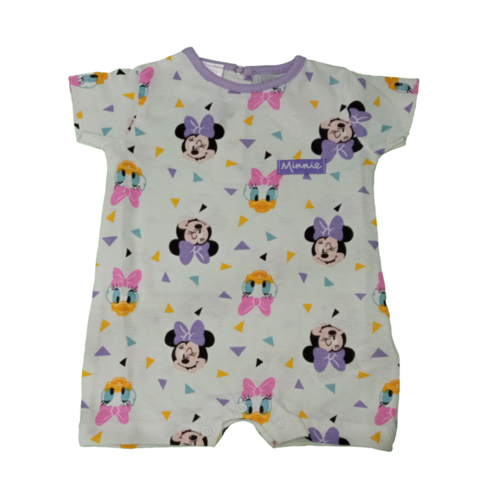 Macacão curto de bebé com estampado Disney de Minnie e Margarida em várias cores