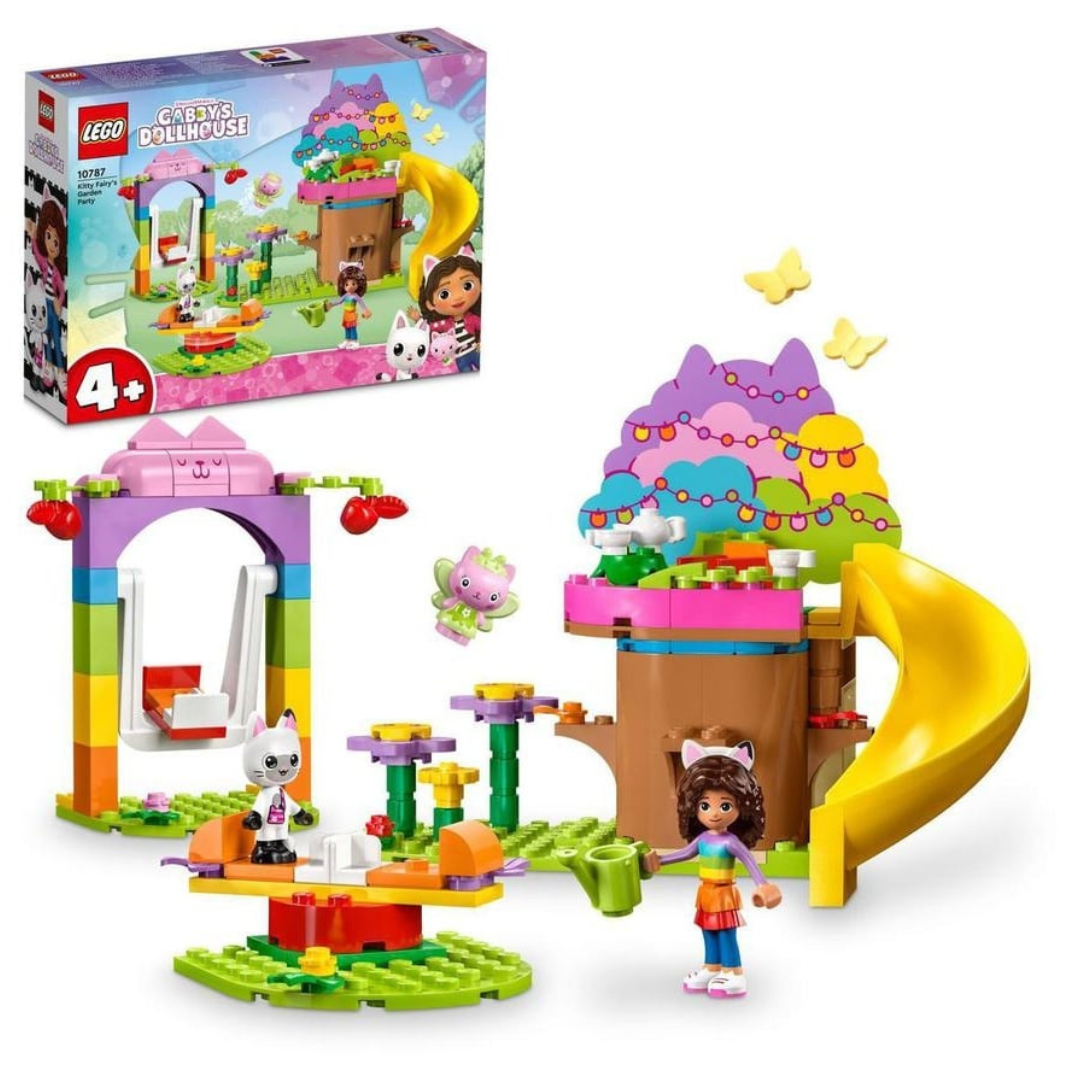 Brinquedo LEGO Gabby's Dollhouse com bonecas e acessórios coloridos.