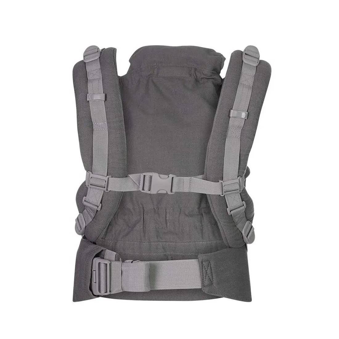 Canguru para bebé cinzento escuro com tiras e fivelas cinzentas claras