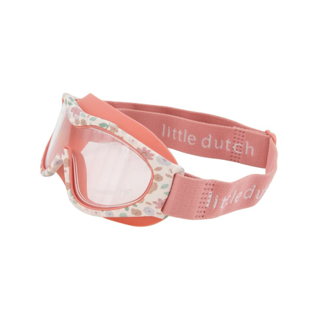Óculos de proteção infantil rosa com padrão floral e fita elástica rosa little dutch