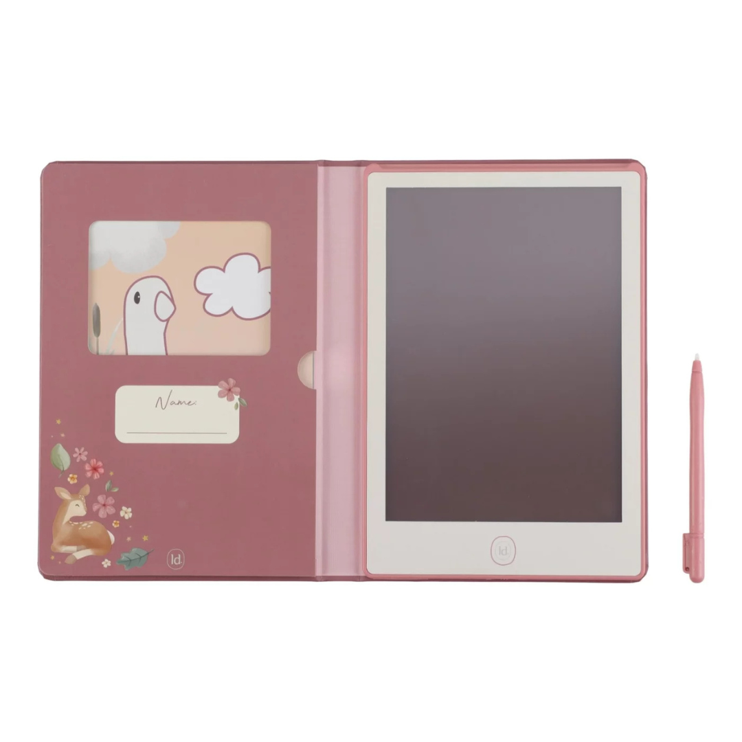 Capa rosa para tablet com bolso e caneta cor-de-rosa