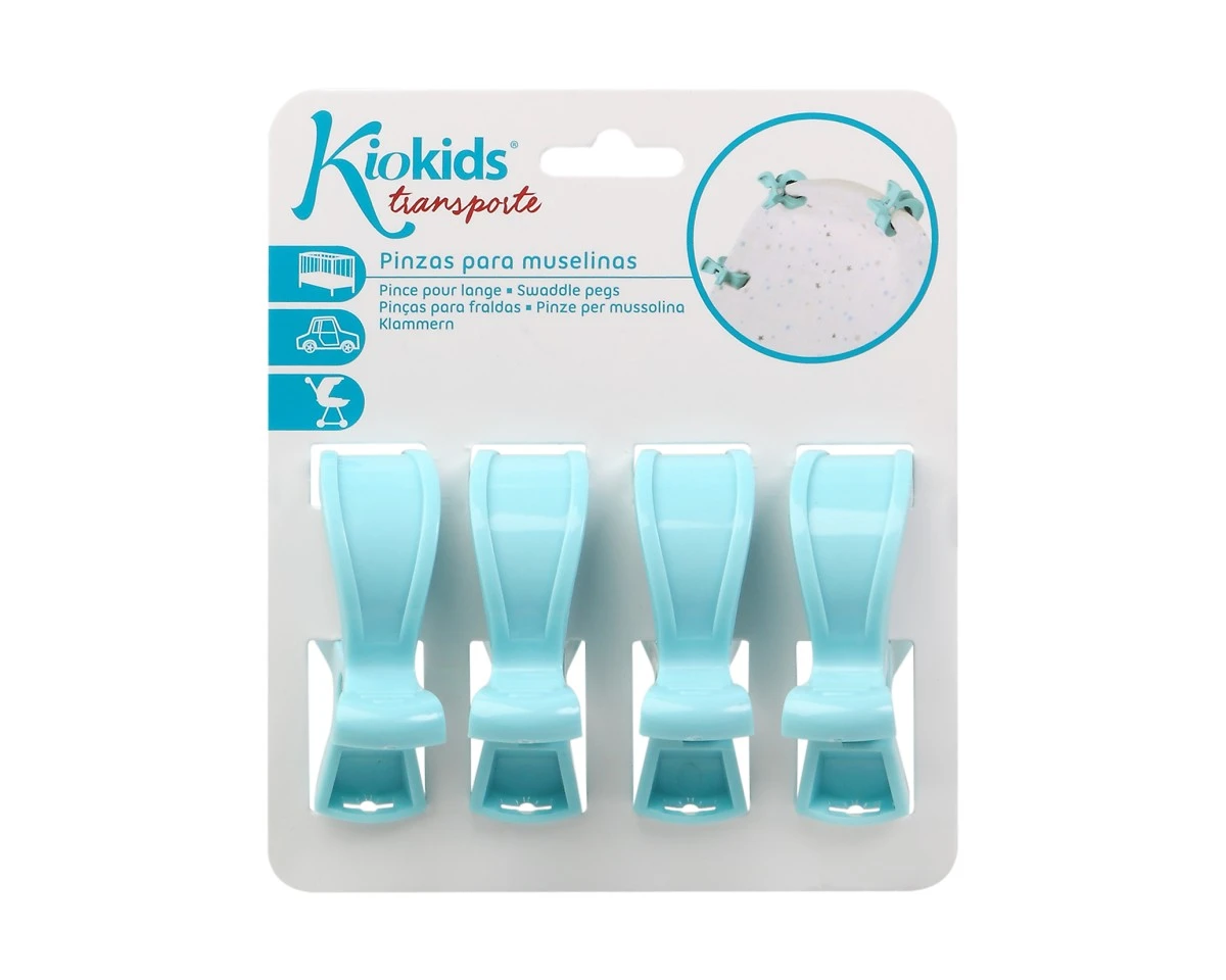 Conjunto de 4 pinças azuis claras para muselinas Kiokids