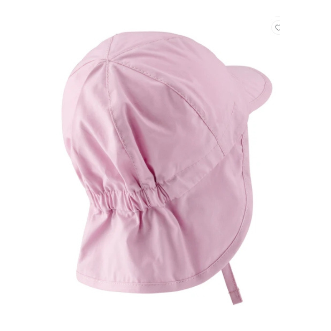Chapéu infantil rosa com aba e proteção para nuca