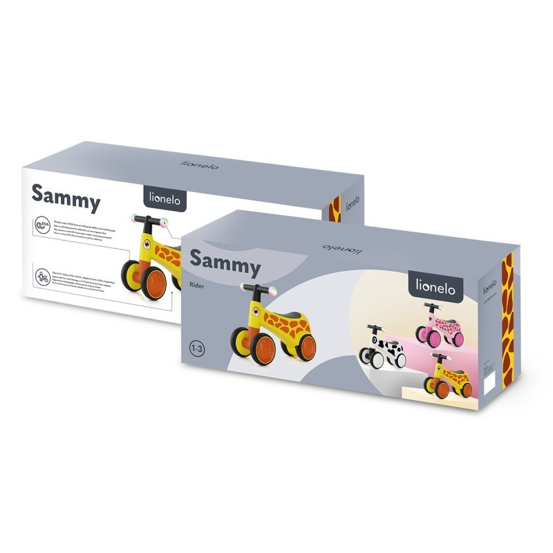 Caixas embalagens de bicicletas infantis Samson coloridas da lionelo com estampas de animais
