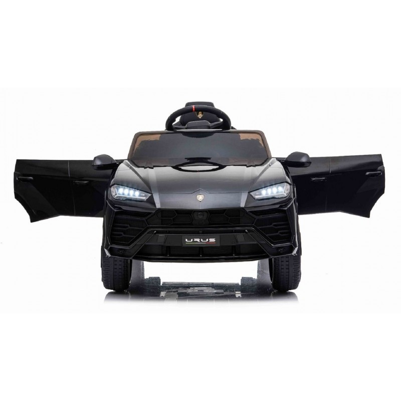 Carro elétrico infantil preto com portas abertas