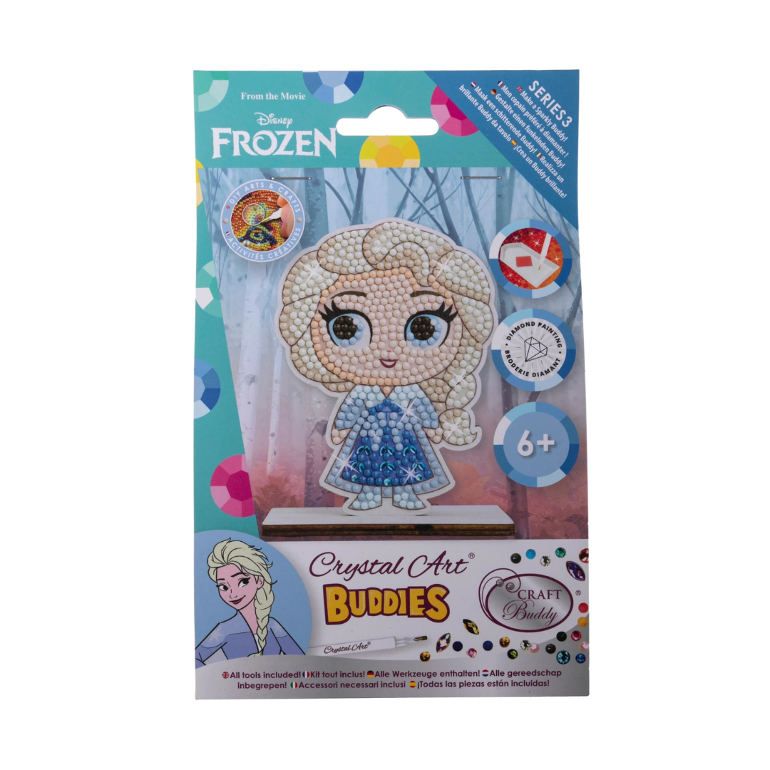 Kit Crystal Art Buddies Disney Frozen com personagem Elsa e pedras coloridas