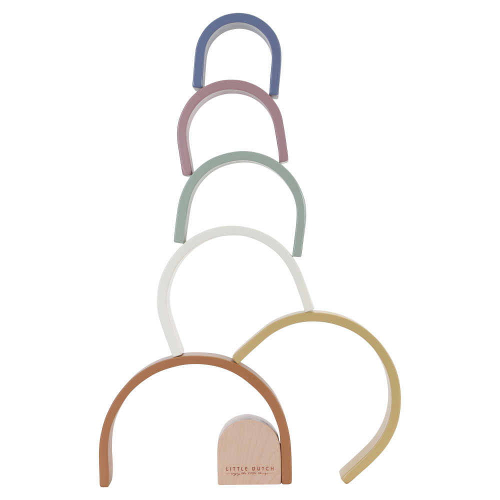 Conjunto de arcos de madeira coloridos em tons pastel