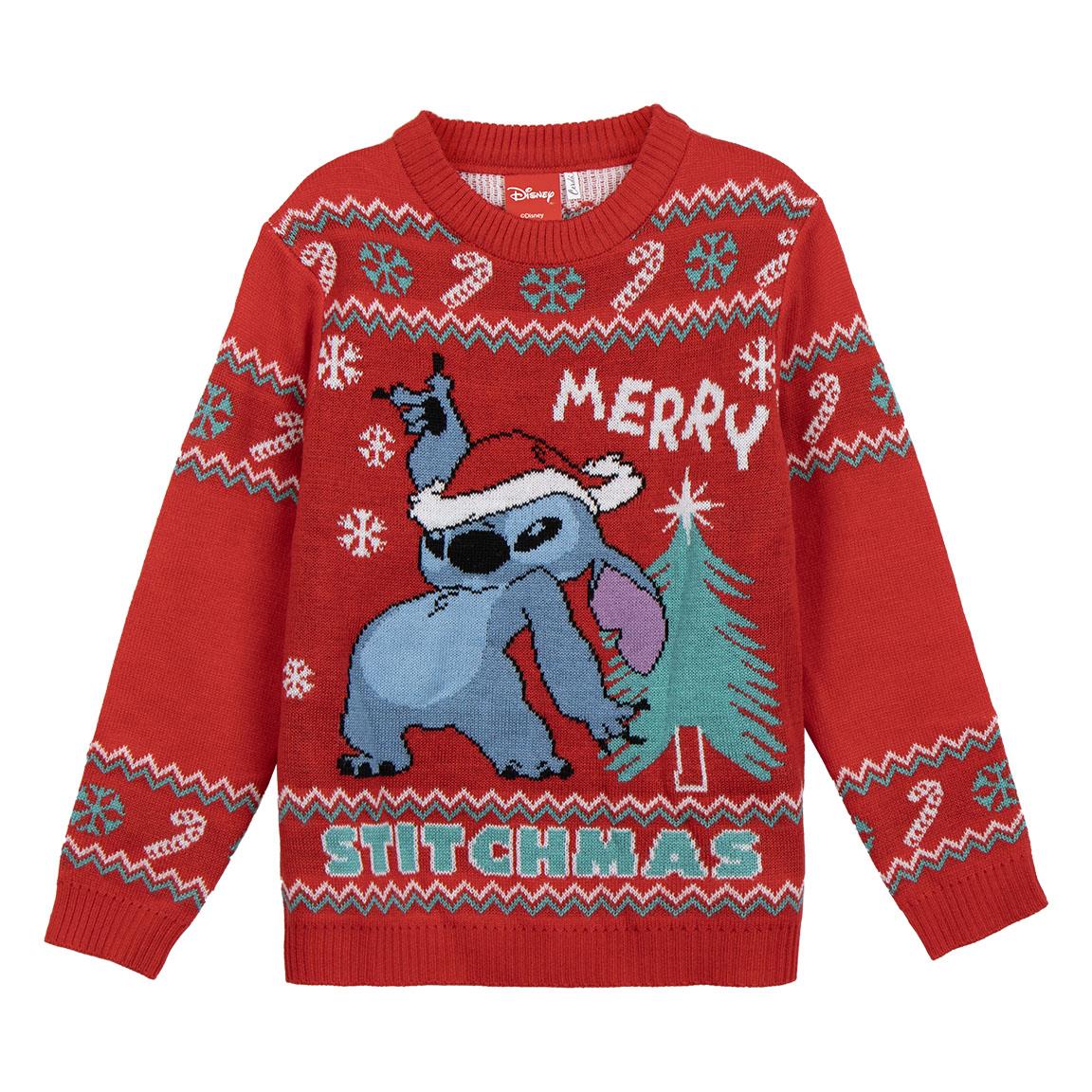Camisola vermelha de Natal com Stitch e texto MERRY STITCHMAS