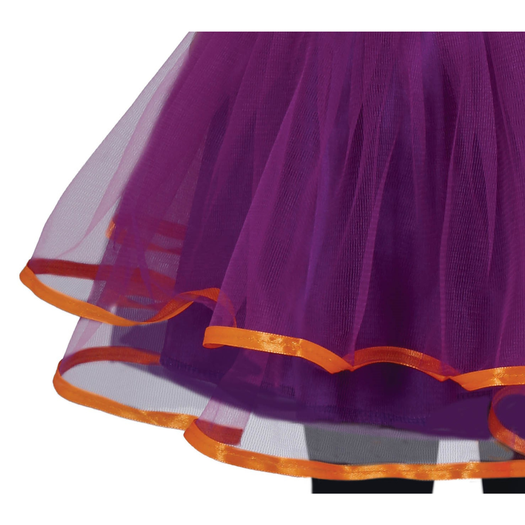 Saia roxa de tule com bordas laranja