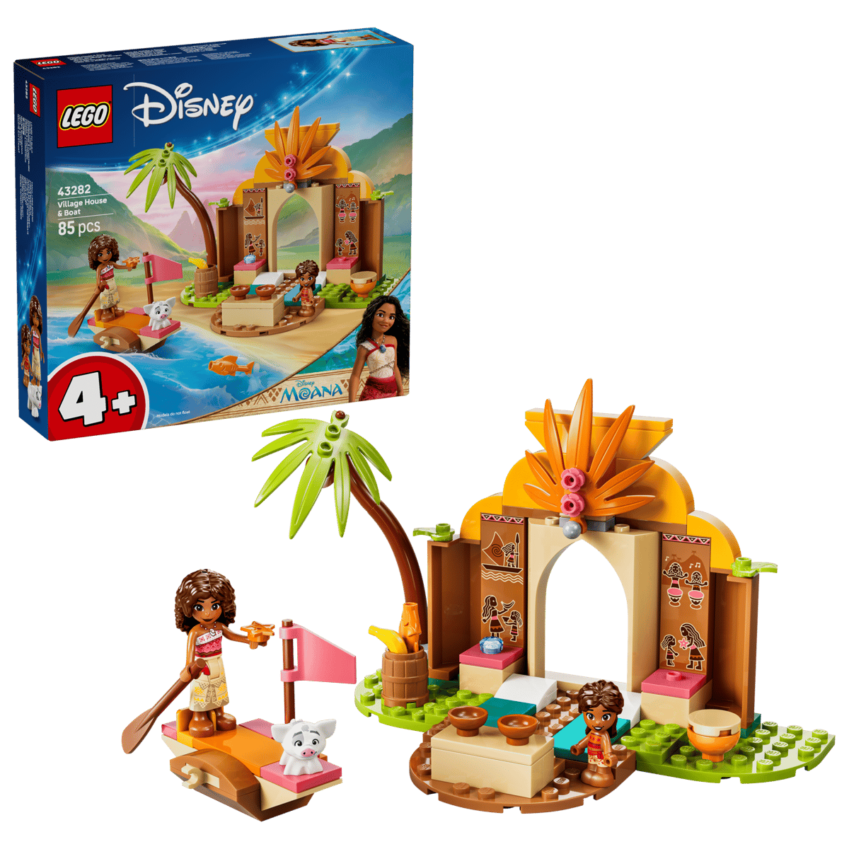 Conjunto LEGO Disney Moana com casa, barco e figuras de Moana
