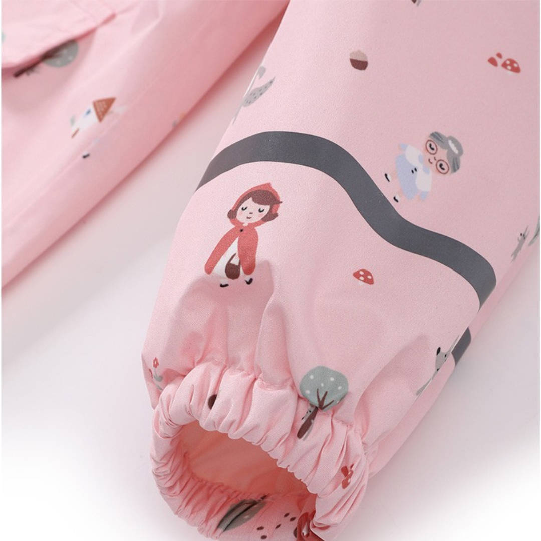 Manga rosa com elástico e estampas de contos de fadas