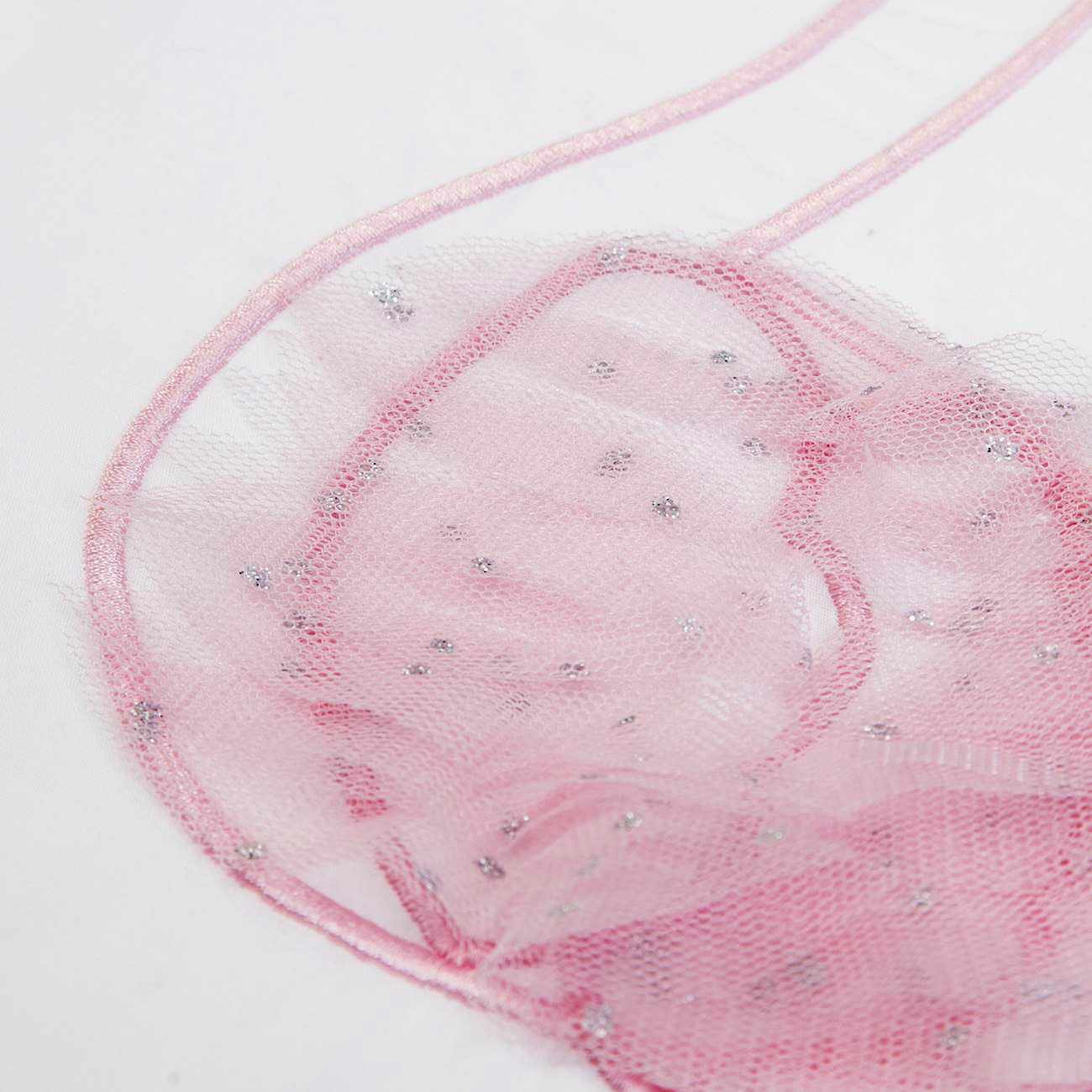 Roupa interior cor-de-rosa transparente com brilhos prateados