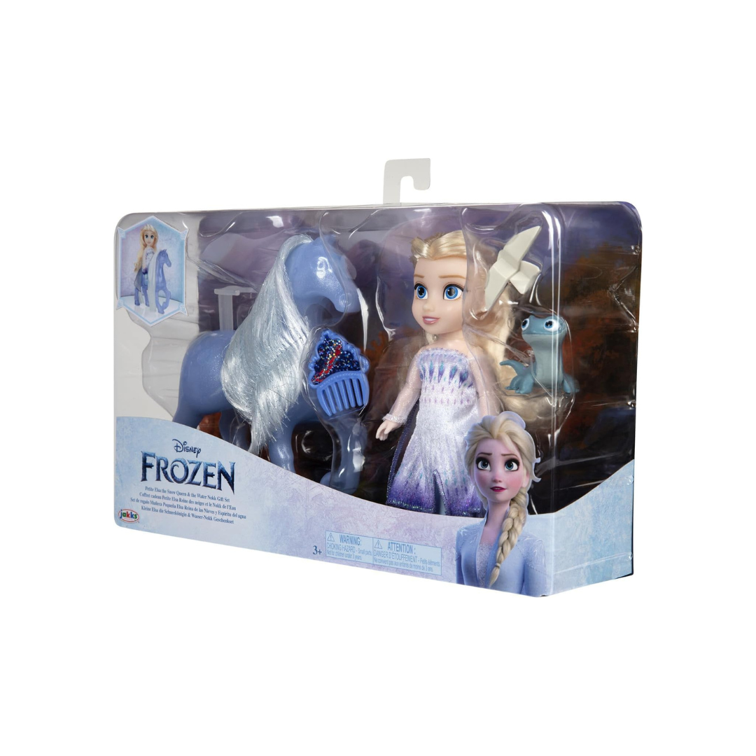 Conjunto de brinquedos Disney Frozen com boneca Elsa, cavalo azul e acessórios