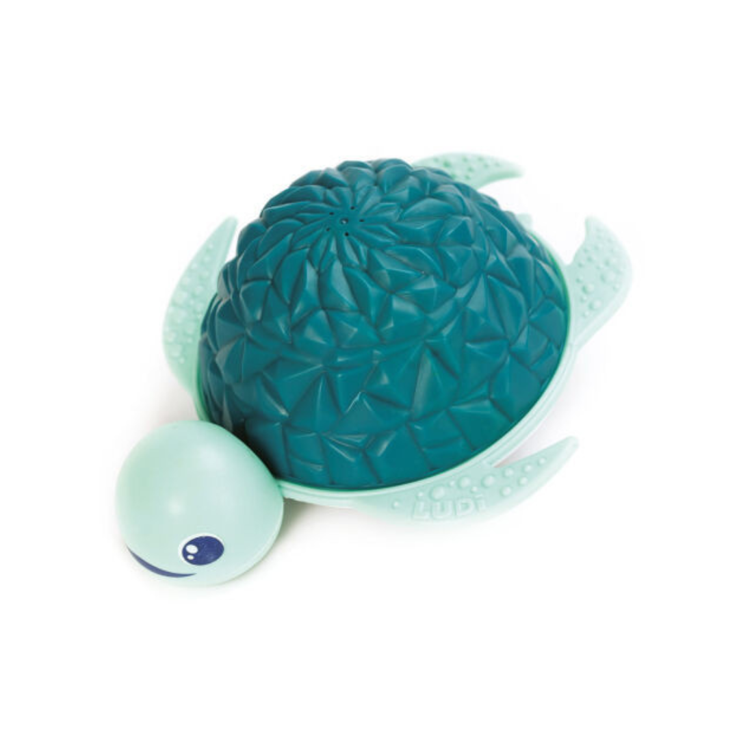 Brinquedo de tartaruga azul em plástico com concha texturizada