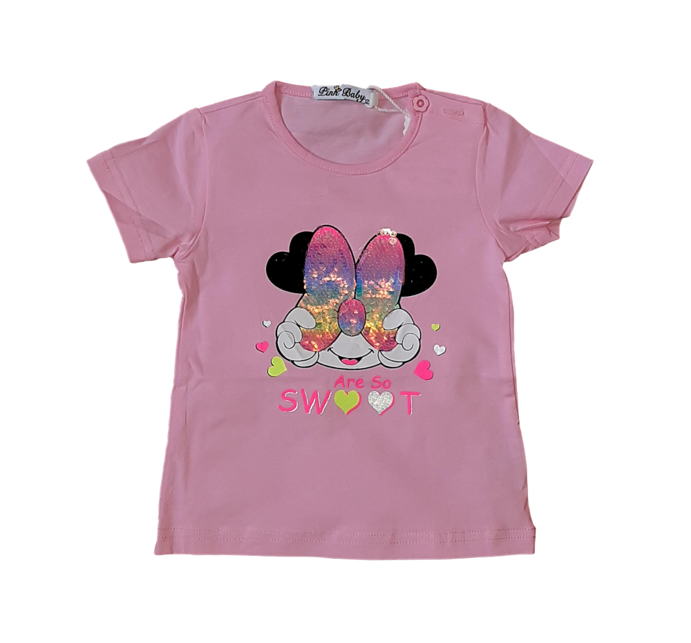 T-shirt rosa de criança com estampa colorida e texto Are So SWEET