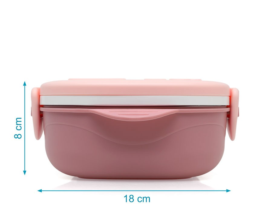 Marmita rosa quadrada com tampa e fechos laterais