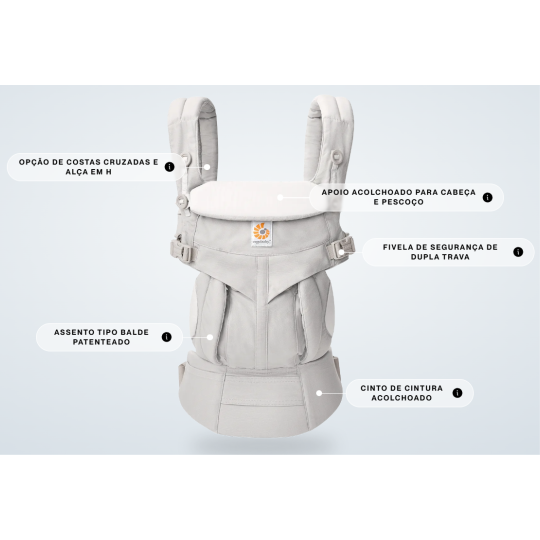 Porta-bebés cinzento claro ergonómico com alças acolchoadas