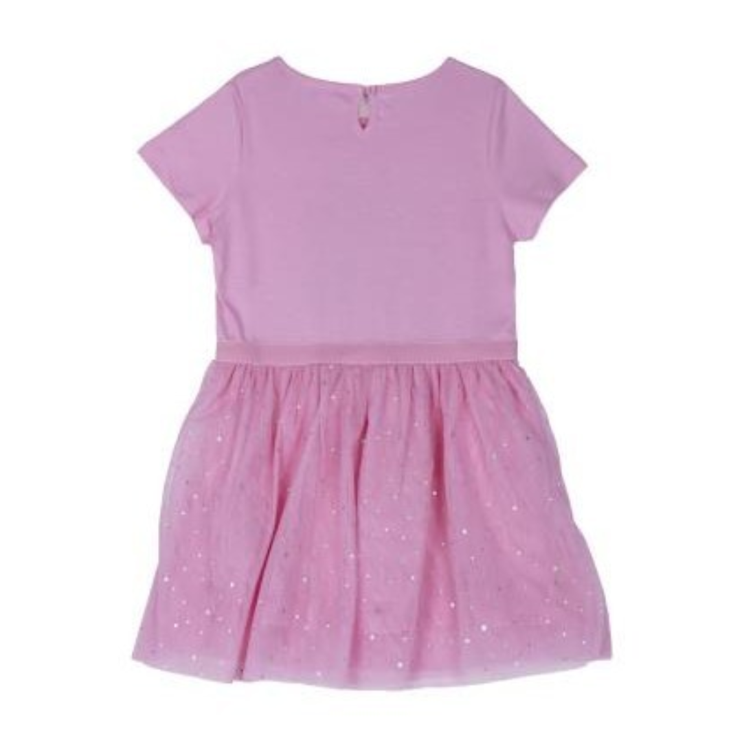 Vestido infantil rosa com saia de tule brilhante