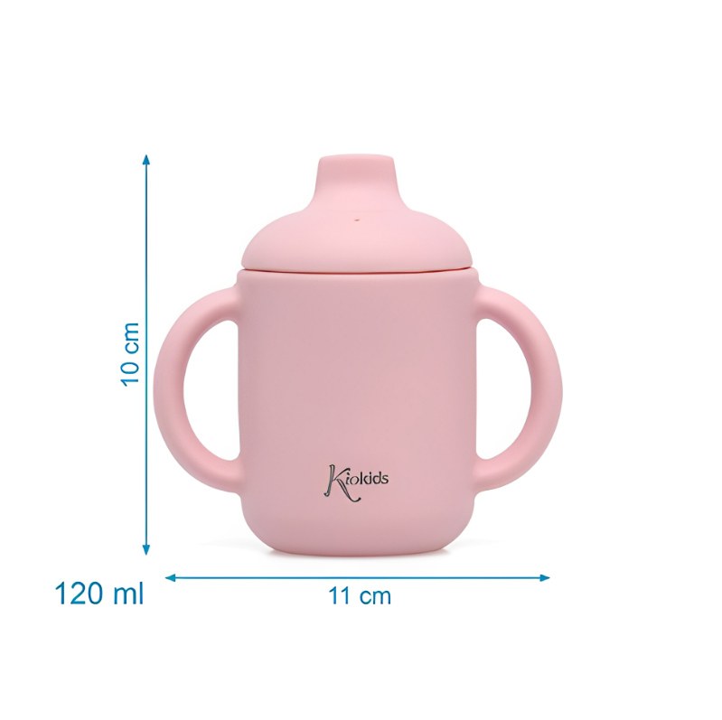 Copo de treino infantil rosa com tampa e duas pegas