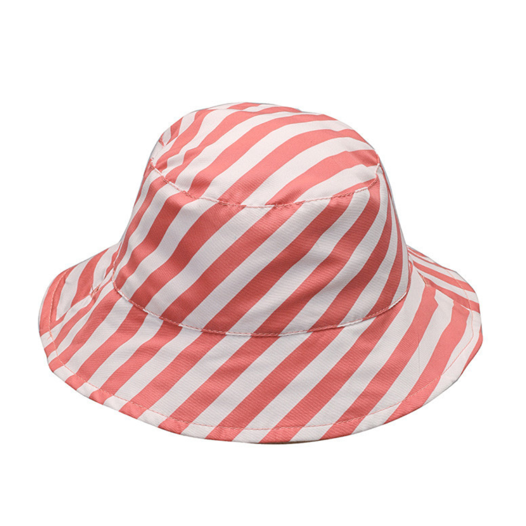 Chapéu pescador com riscas coral e branco