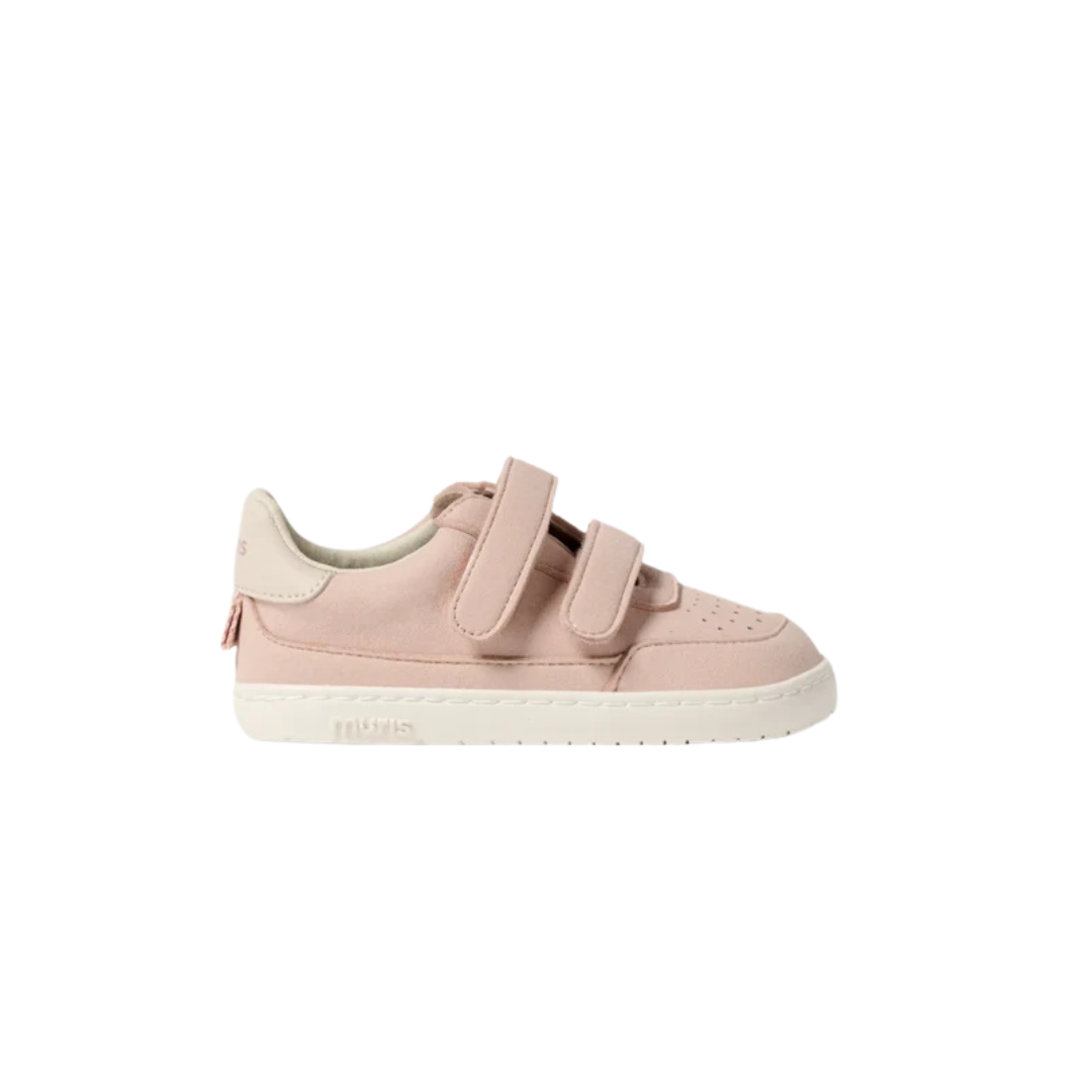Ténis infantis cor-de-rosa com tiras de velcro e sola branca