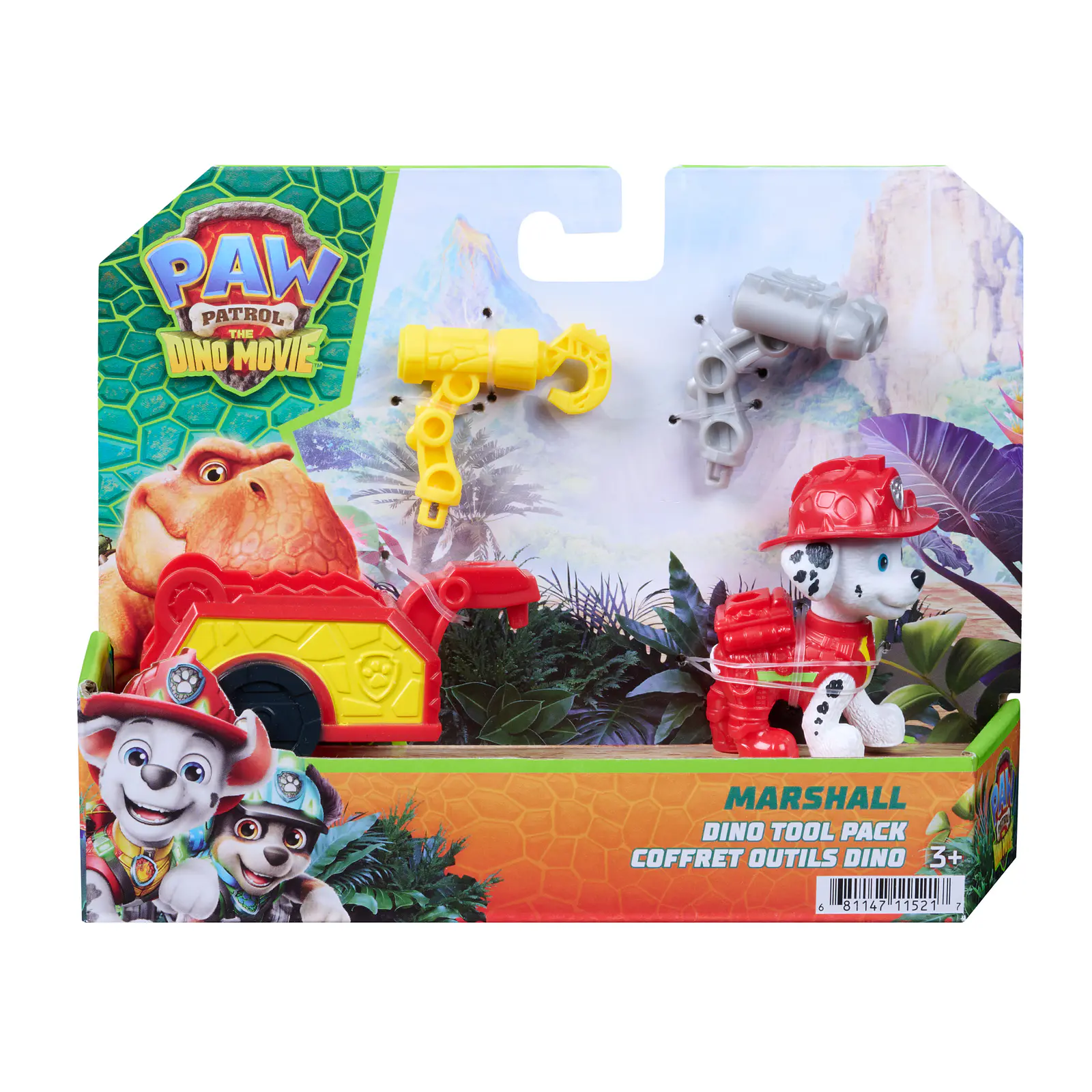 Brinquedo Marshall PAW Patrol The Dino Movie com acessórios e embalagem colorida
