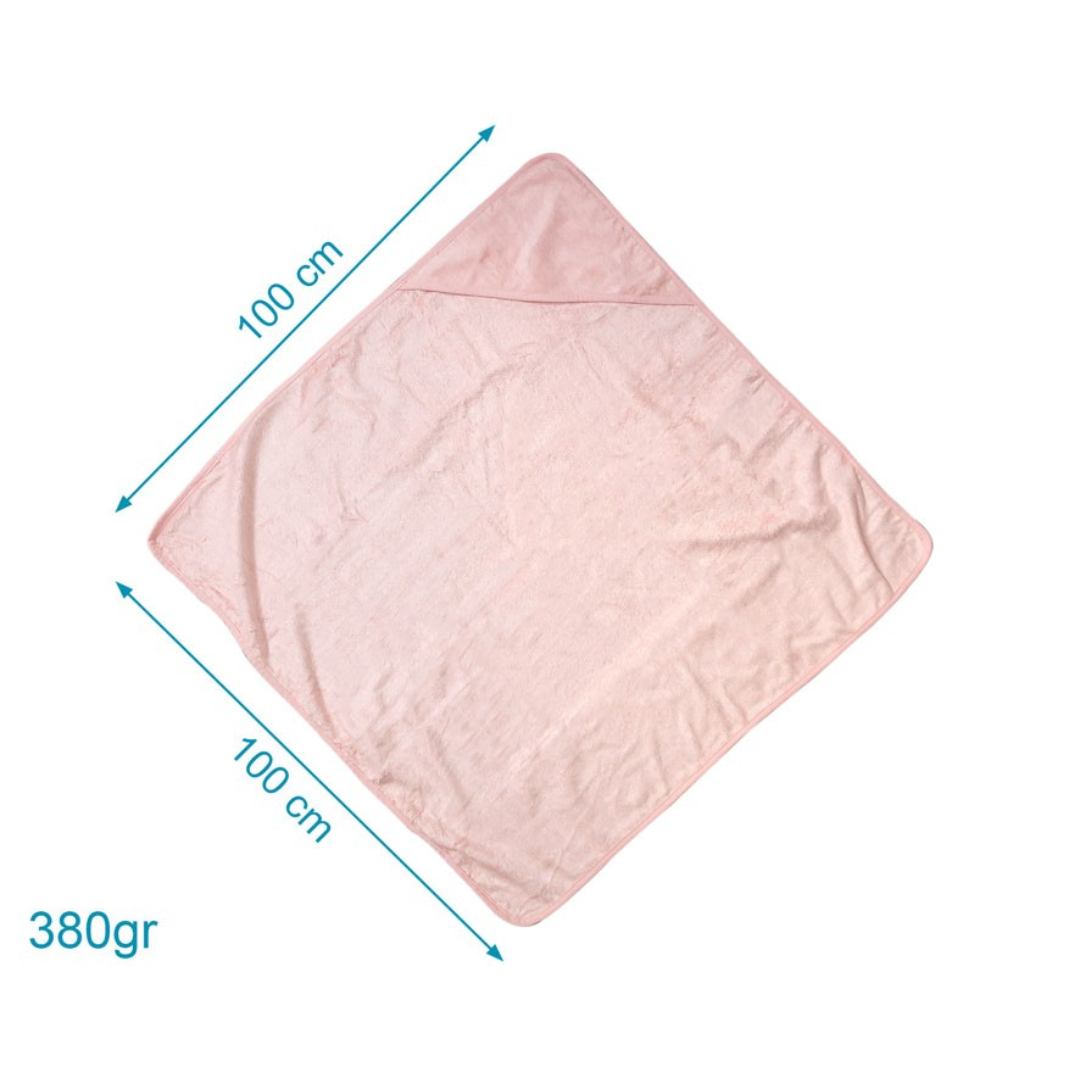 Manta ou toalha rosa 100x100 cm com peso 380 gr