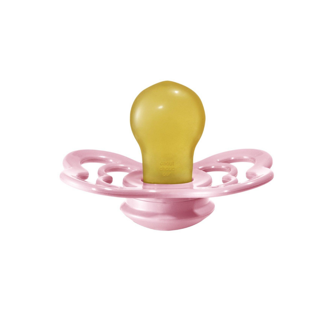Chupeta rosa com bico amarelo
