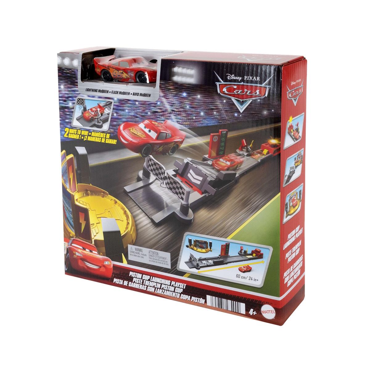 Caixa de brinquedo Disney Pixar Cars Piston Cup com carro vermelho Lightning McQueen
