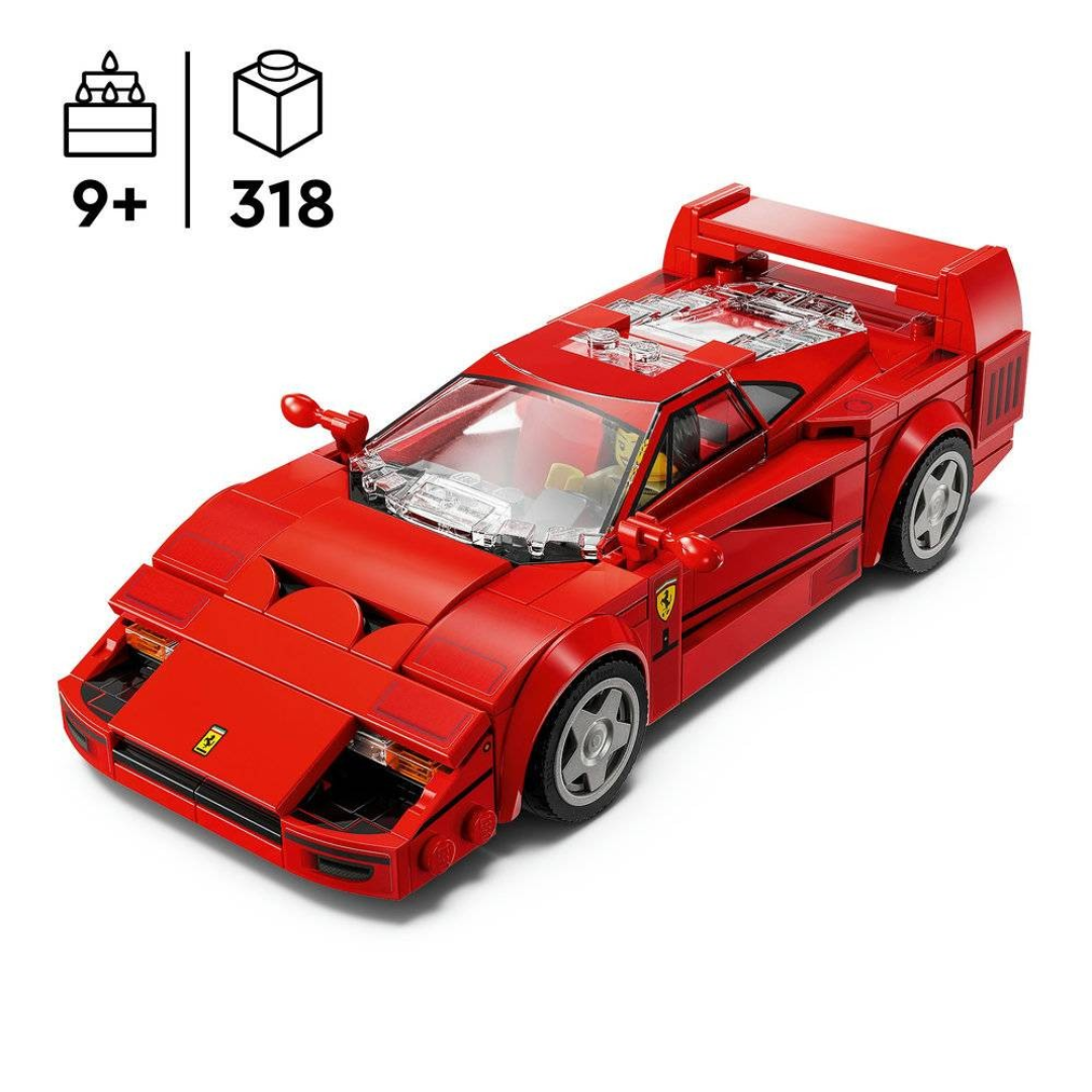 Carro desportivo vermelho de blocos tipo LEGO com vidro frente transparente e detalhes de motor.