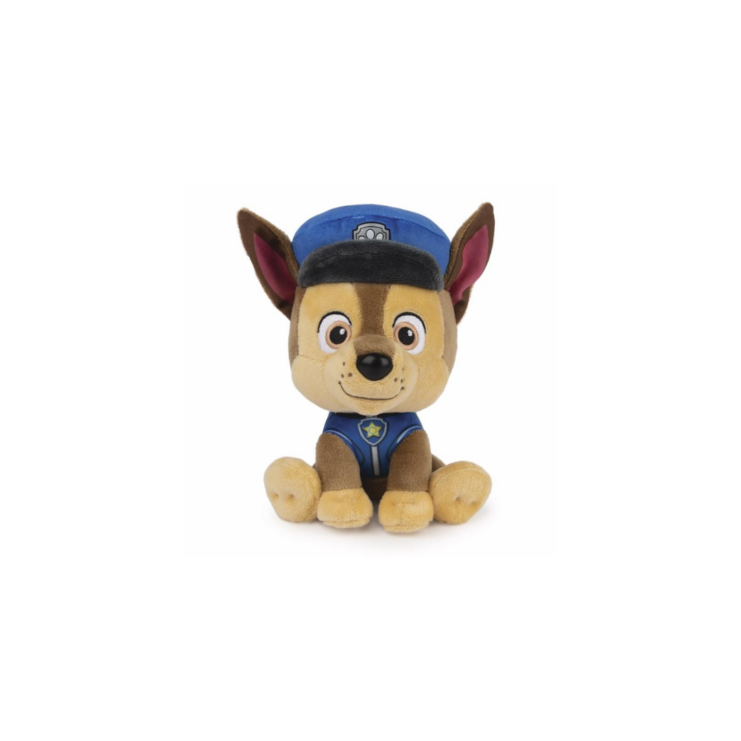 Pelúcia de cão com roupa azul e chapéu azul sentada