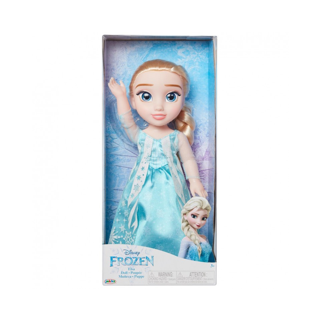 Boneca Elsa Disney Frozen em caixa azul com vestido azul claro
