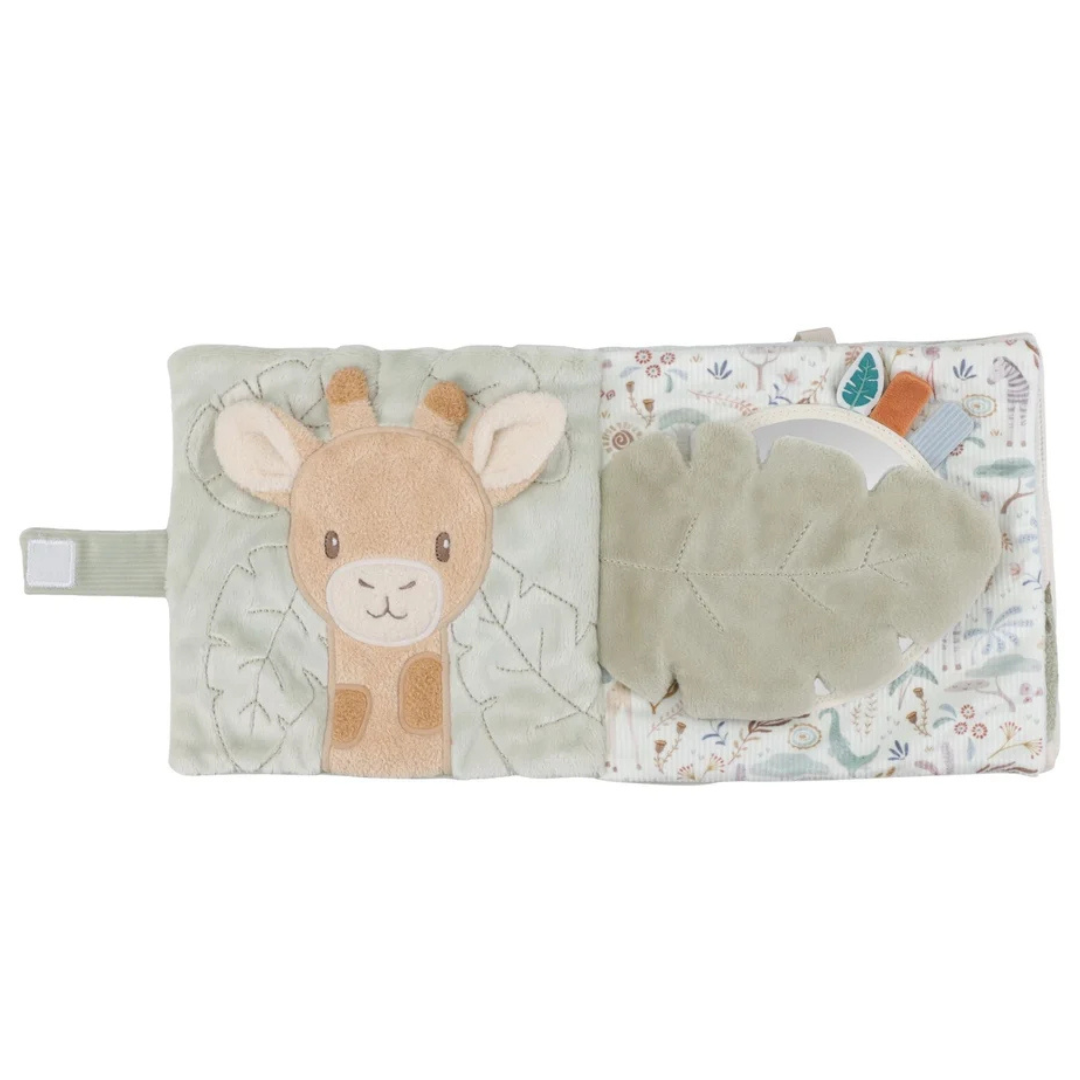 Livro macio para bebé com girafa e folha de tecido verde