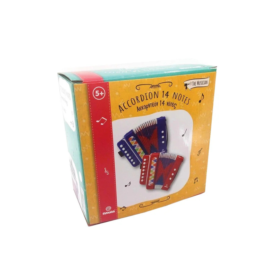 Caixa de brinquedo acordeão colorido para crianças com 14 notas