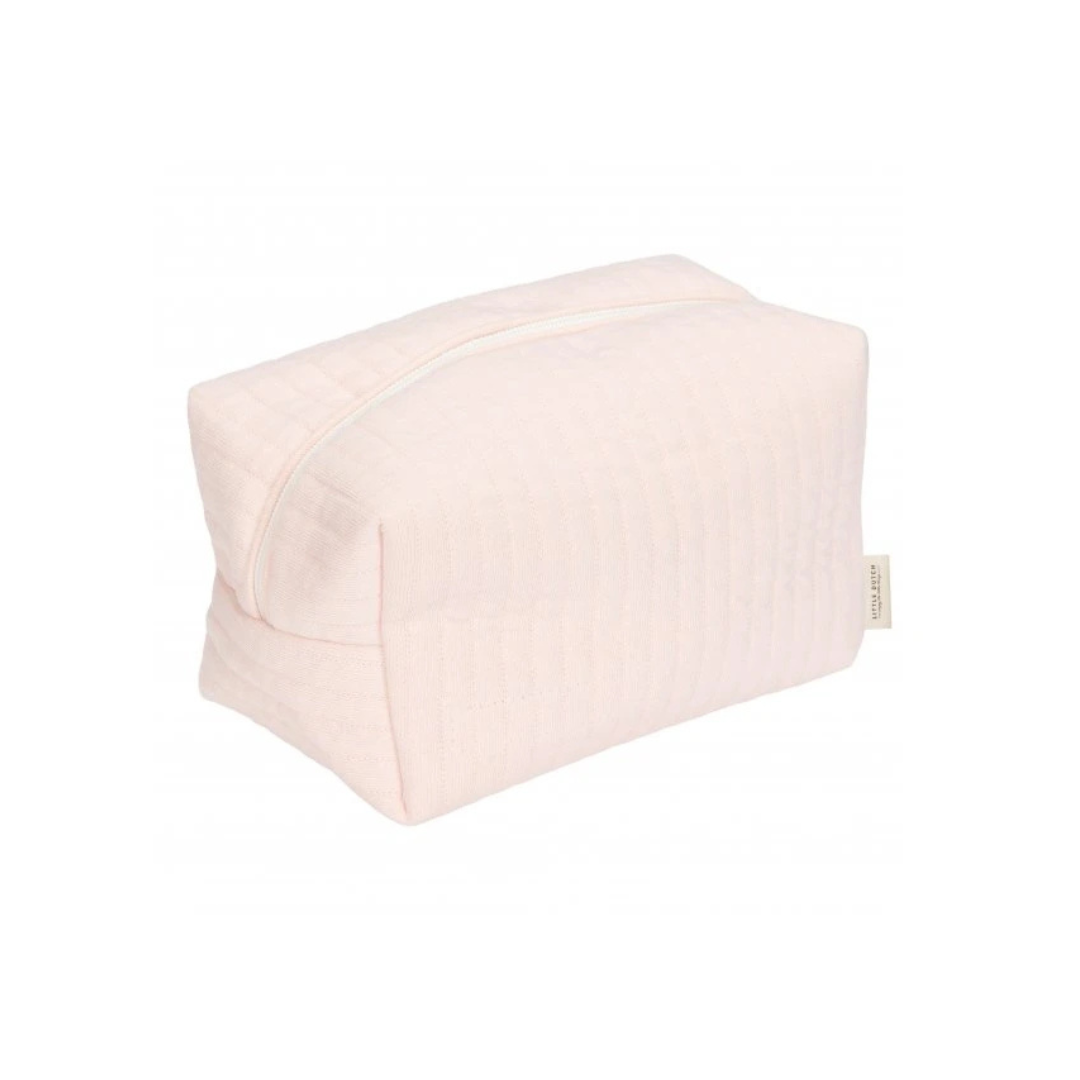 Bolsa de maquilhagem rosa claro com fecho e etiqueta LITTLE DUTCH