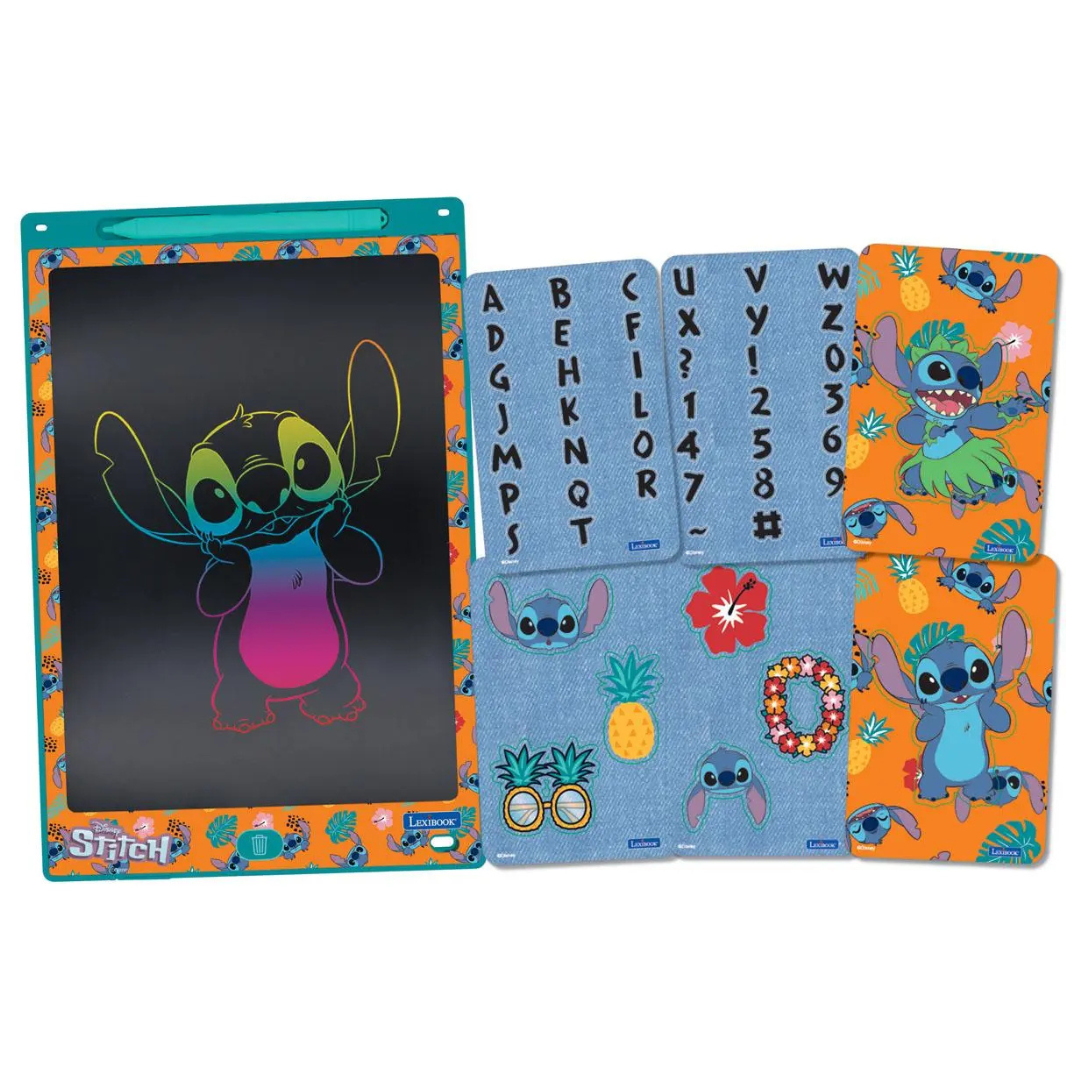 Conjunto de papelaria Disney Stitch com tablet digital e cartões decorados