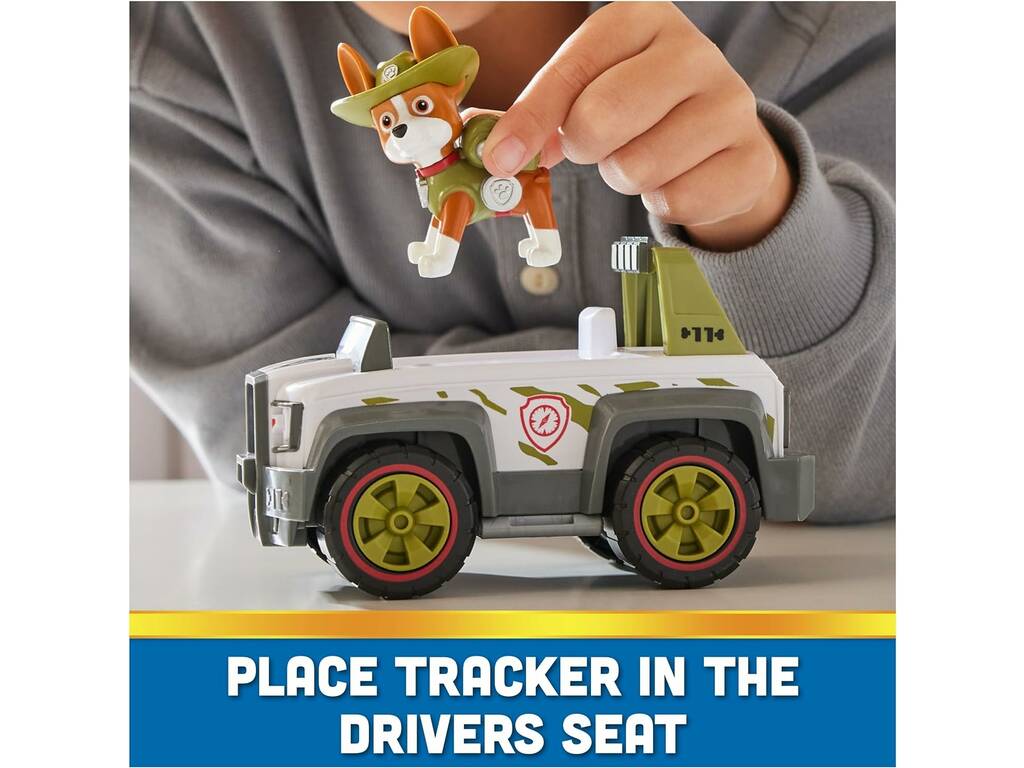 Brinquedo de cão e carrinha com indicação de colocar rastreador