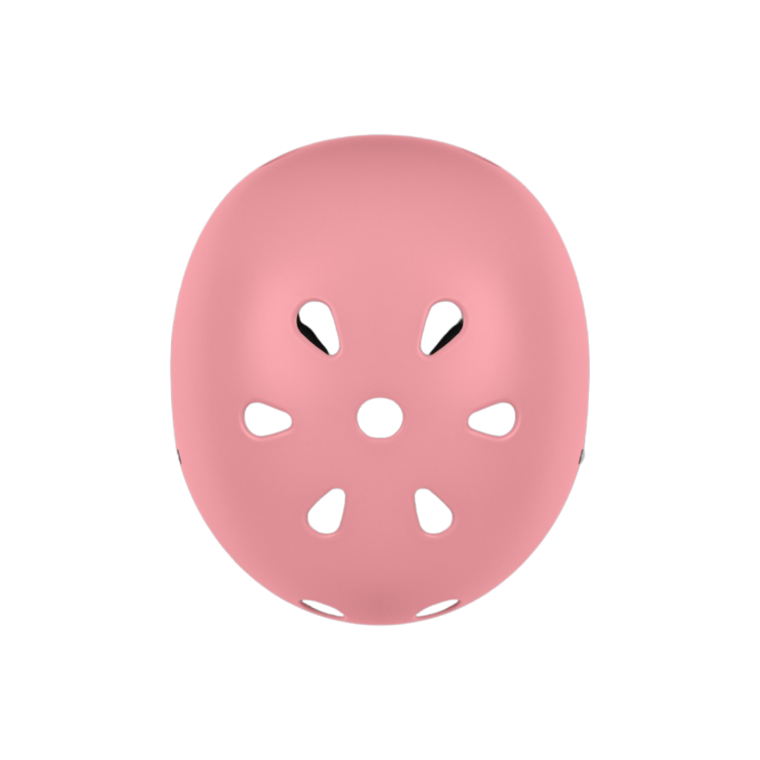 Capacete rosa com aberturas em fundo branco