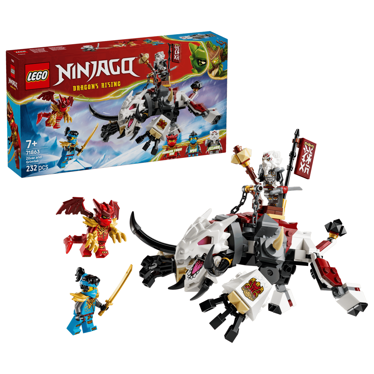 LEGO NINJAGO Dragons Rising set com figuras e dragão em peças de montar