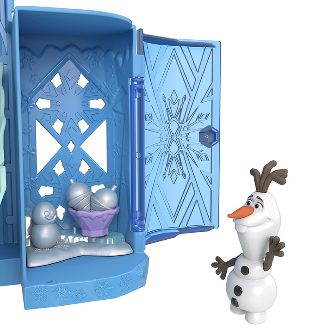 Boneco de neve branco e armário azul com decorações de flocos de neve