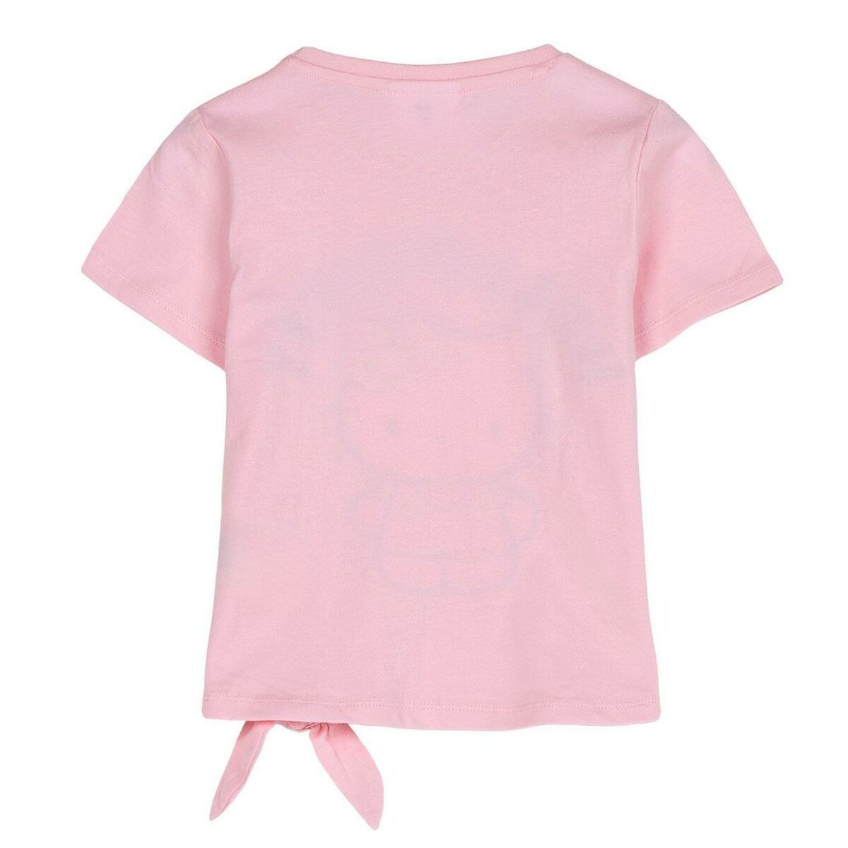 T-shirt rosa de manga curta para crianças com nó na parte inferior
