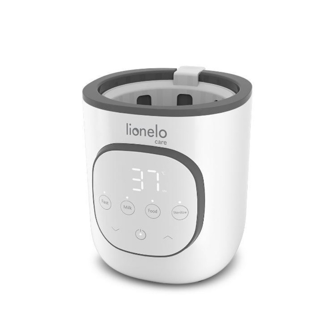Dispositivo branco e cinza lionelo care com ecrã digital e botões para funções