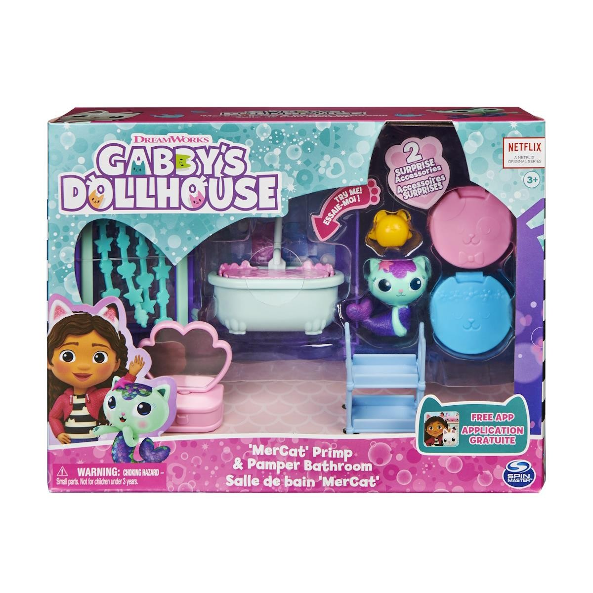 Brinquedo Gabby's Dollhouse com acessórios de casa de banho e figuras de gato