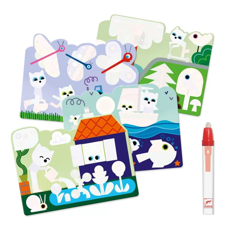 Relógios infantis em cartão com ponteiros móveis e marcador vermelho