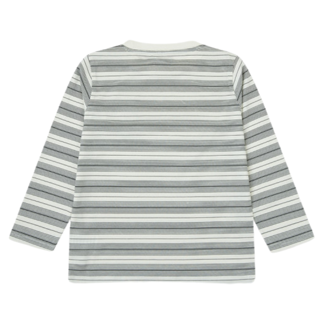 Camisola de criança com riscas horizontais cinza e branca